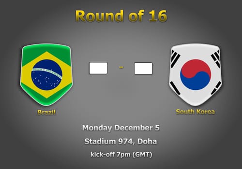 Concept 3d illustration round of 16 teams of World Cup Qatar 2022 championship.