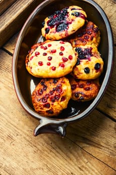 Appetizing cookies with berry red currants.