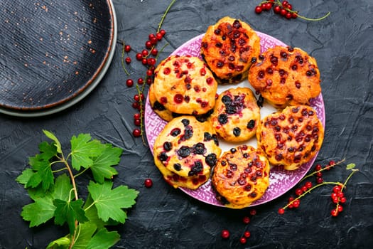 Appetizing cookies with berry red currants.