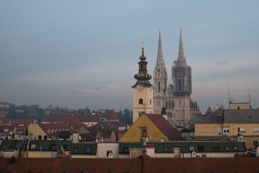 Zagreb Croatia in december. Ariel view. View before earthquake.