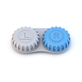 Closed lens case 3D rendering illustration isolated on white background