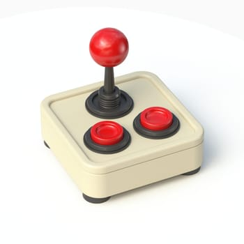 Vintage video game controller 3D rendering illustration isolated on white background