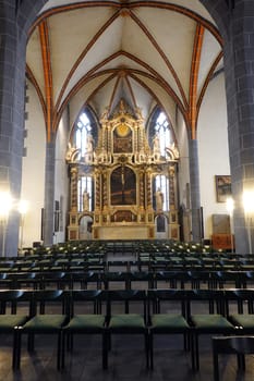 Innenansicht der evangelischen St. Blasius Kirche - Hochaltar, Hessen, Deutschland, Hannoversch Münden