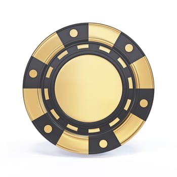 Golden gambling chip 3D rendering illustration isolated on white background