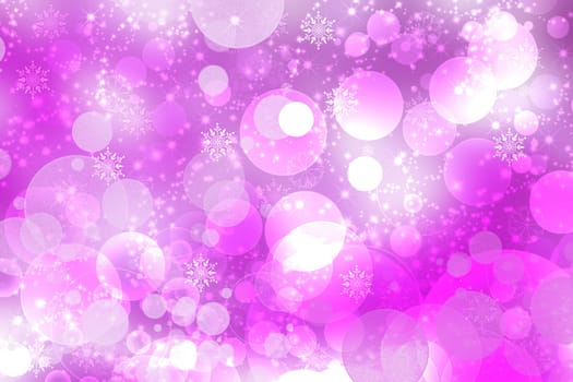 Abstract blurred festive delicate winter christmas or Happy New Year background with shiny pink and white bokeh lighted stars. Space for your design. Card concept.