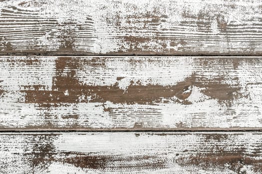 Vintage white and brown wood background. Old weathered wooden plank.