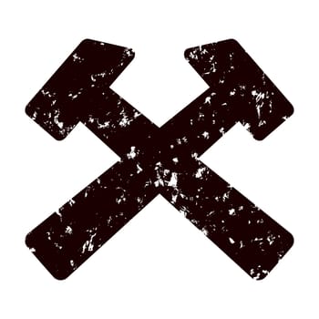 Grunge Hammers Icon Isolated on White Background.