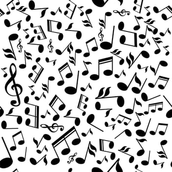 Musical Notes Seamless Pattern on White Background.