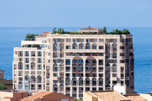 Monte Carlo, Monaco - August 2022: detail of luxury real estete residential building