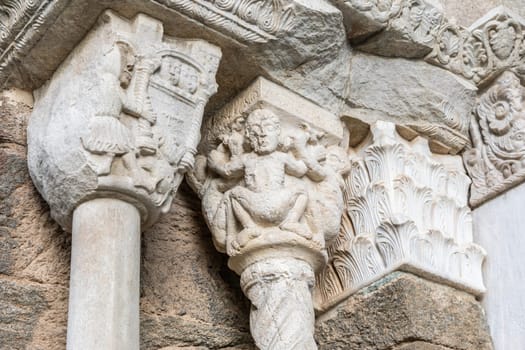 St Michael Abbey - Sacra di San Michele - Italy. Gargoyle monster sculpture, 11th Century
