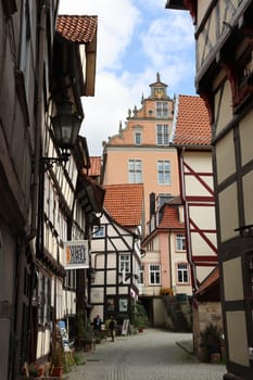 Fachwerkensemble in der historischen Altstadt, Niedersachsen, Deutschland, Hannoversch Münden