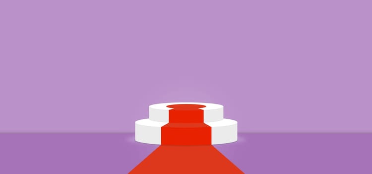 Purple Rose color abstract with stage podium display platform, modern studio, wall scene fashion, stage podium scene with for Award Ceremony and colorful presentation simple art spotlight summer banner. 3D rendering.