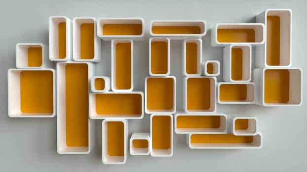 white wall shelf on white wall -- 3D Rendering