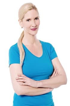 Beautiful woman keeping her arms crossed