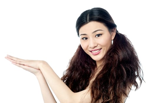Happy woman posing freely
