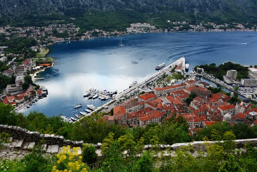 View of the old town of Kotor, Montenegro.