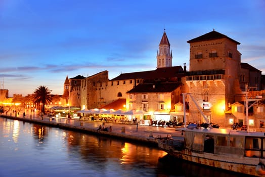 Old town of Trogir in Dalmatia, Croatia by night.