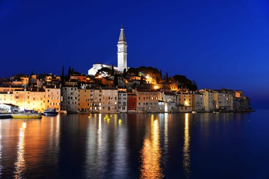 Old town of Rovinj on Istrian peninsula, Croatia by night