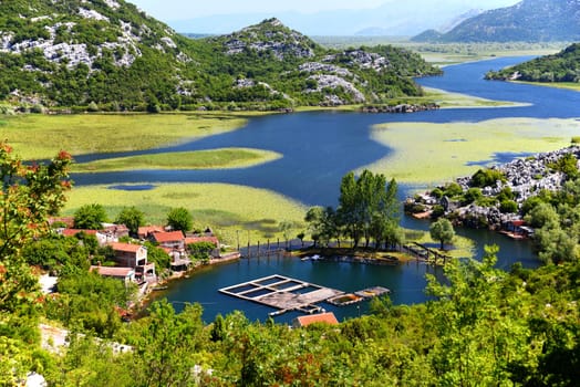Karuc village on Lake Skadar, Montenegro, the largest lake in the Balkan Peninsula. National Park.
