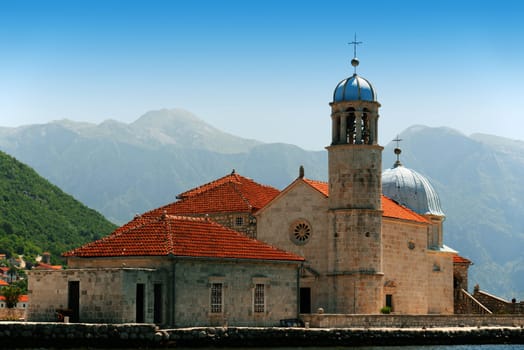 Our Lady of the Rocks, one of the two islets off the coast of Perast in Bay of Kotor, Montenegro.