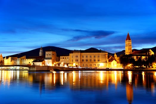 Old town of Trogir in Dalmatia, Croatia by night.