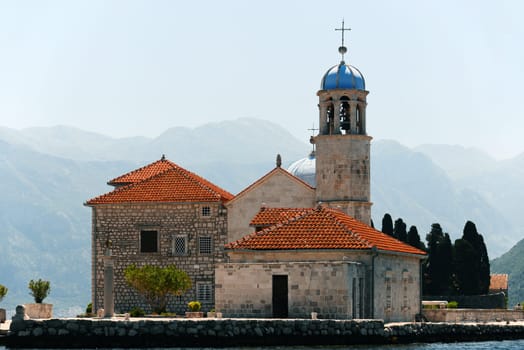 Our Lady of the Rocks, one of the two islets off the coast of Perast in Bay of Kotor, Montenegro.