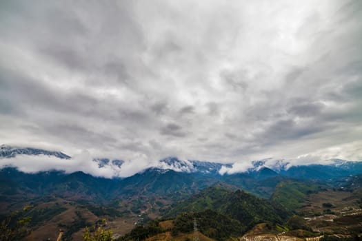 The  Rice field terraces. Sapa Vietnam. Cloudscape