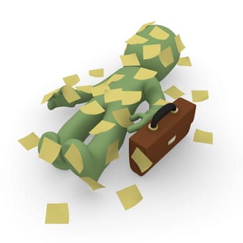 Business man with sticky notes, 3d business concept