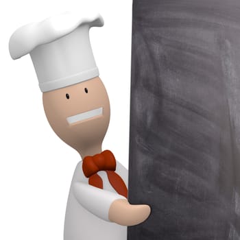 Chef with a blank chalkboard with space for text or image
