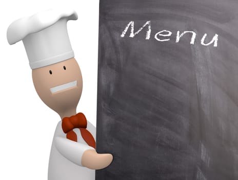 Chef with a blank chalkboard with space for text or image