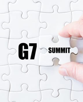 Last puzzle piece with word G7 SUMMIT. Concept image
