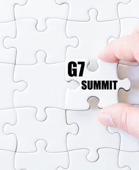 Last puzzle piece with word G7 SUMMIT. Concept image