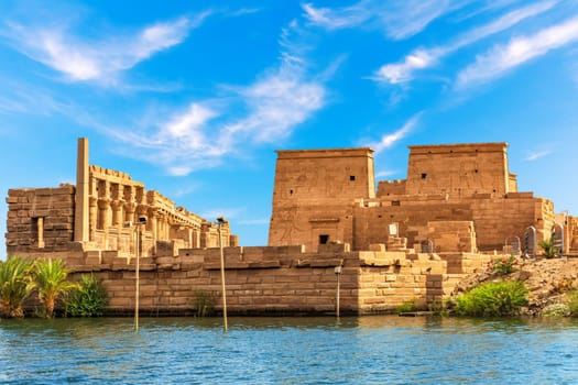 Philae temple on Agilkia Island, Nile view, Aswan, Egypt.