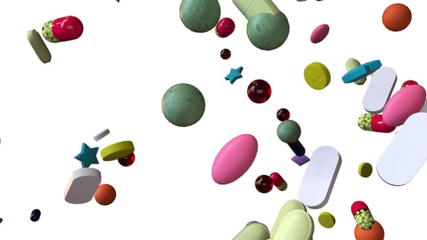 Falling pills. Computer generated 3d render