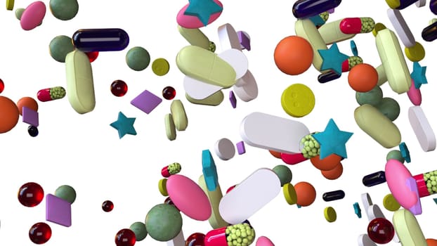 Falling pills. Computer generated 3d render