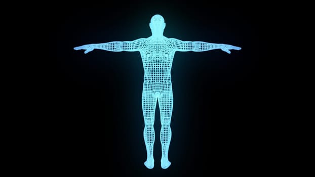 Man body wireframe. Computer generated 3d render
