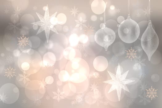 A festive abstract gradient light pink gray silver background texture with glitter defocused sparkle bokeh circles and stars. Card concept for Happy New Year, party invitation, valentine or other holidays.