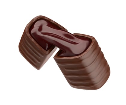 Dark chocolate bonbon with cherry filling inside