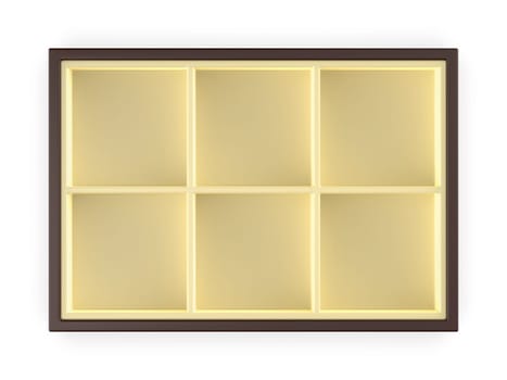 Empty box for candies, jewelry or other purposes on white background, top view