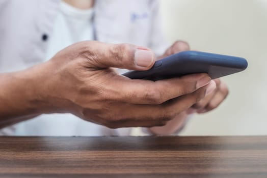 Age of technology People's, Use of technology in the modern era, Interconnection by internet network, Communication with the Internet, Business man using smartphone blurred background
