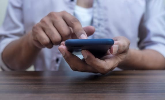 Age of technology People's, Use of technology in the modern era, Interconnection by internet network, Communication with the Internet, Hand man using smart phone mobile blurred background