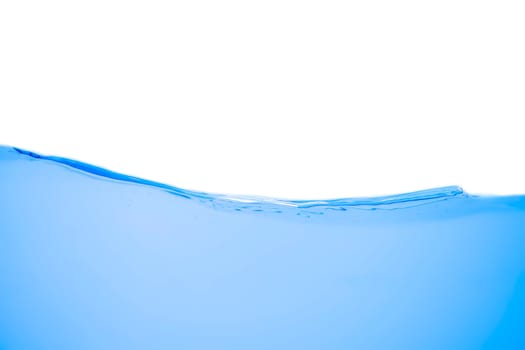 Water wave with bubbles on a white background
