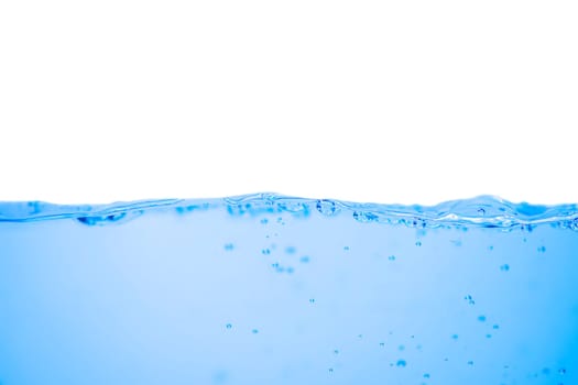 Water wave with bubbles on a white background