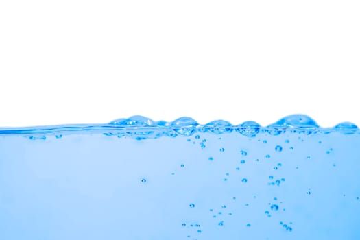 Water wave with bubbles on a white background