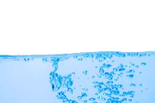 Water wave with bubbles on a white background