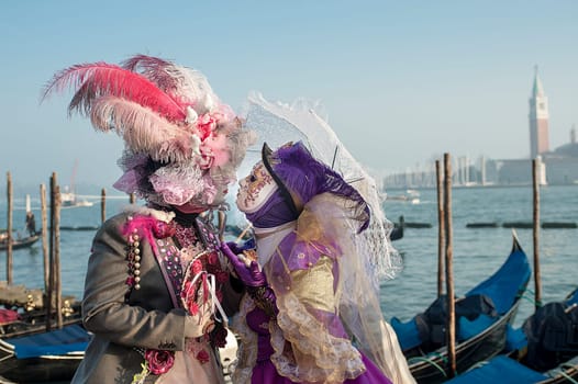 VENICE, ITALY - Febrary 21 2019: The masks of the Venice carnival 2019.
