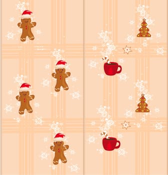 Christmas seamless pattern set with gingerbread cookies