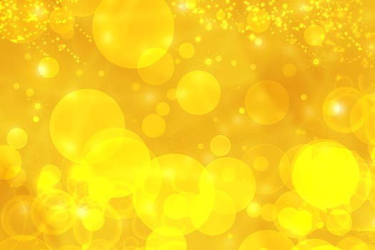 A festive abstract delicate golden gradient yellow background texture with glitter defocused sparkle bokeh circles and stars. Card concept for Happy New Year, party invitation, valentine or other holidays.