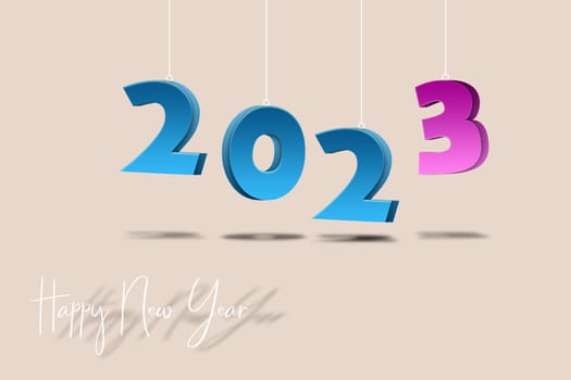 3D illustration concept New Year 2023 background design. Greeting Card, Banner, Poster.