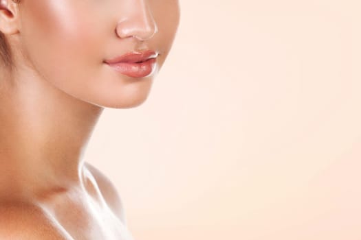 Portrait of pretty woman, skin care concept